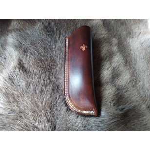Knife Sheath 2 - Brown Leather (Wet Form) Knife Sheath With Scouting Motif To Fit Larger Handmade Bushcraft Knives